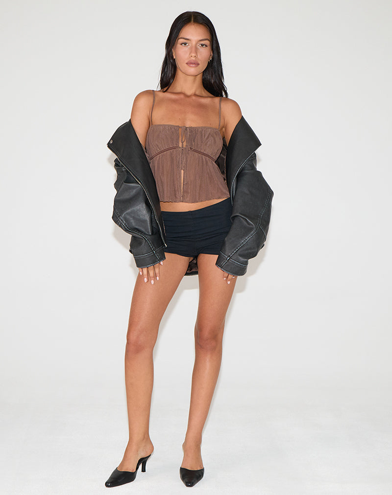 Immagine di Carmina Tie Front Top in maglia marrone
