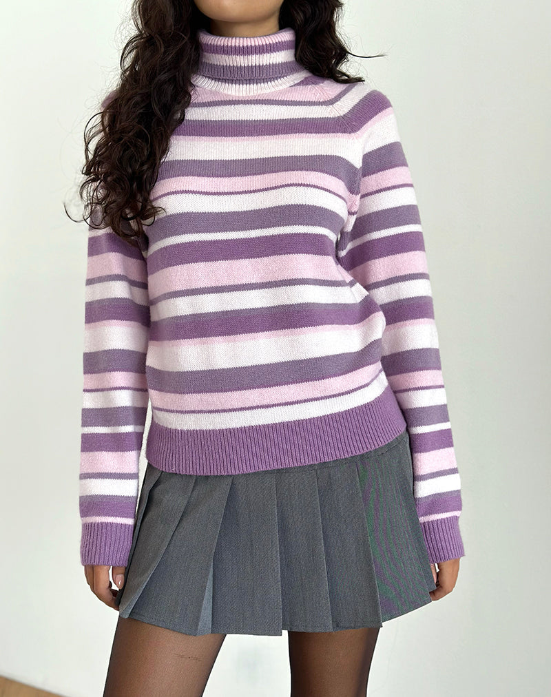 Immagine del maglione Carmine a righe rosa tenue e viola malva