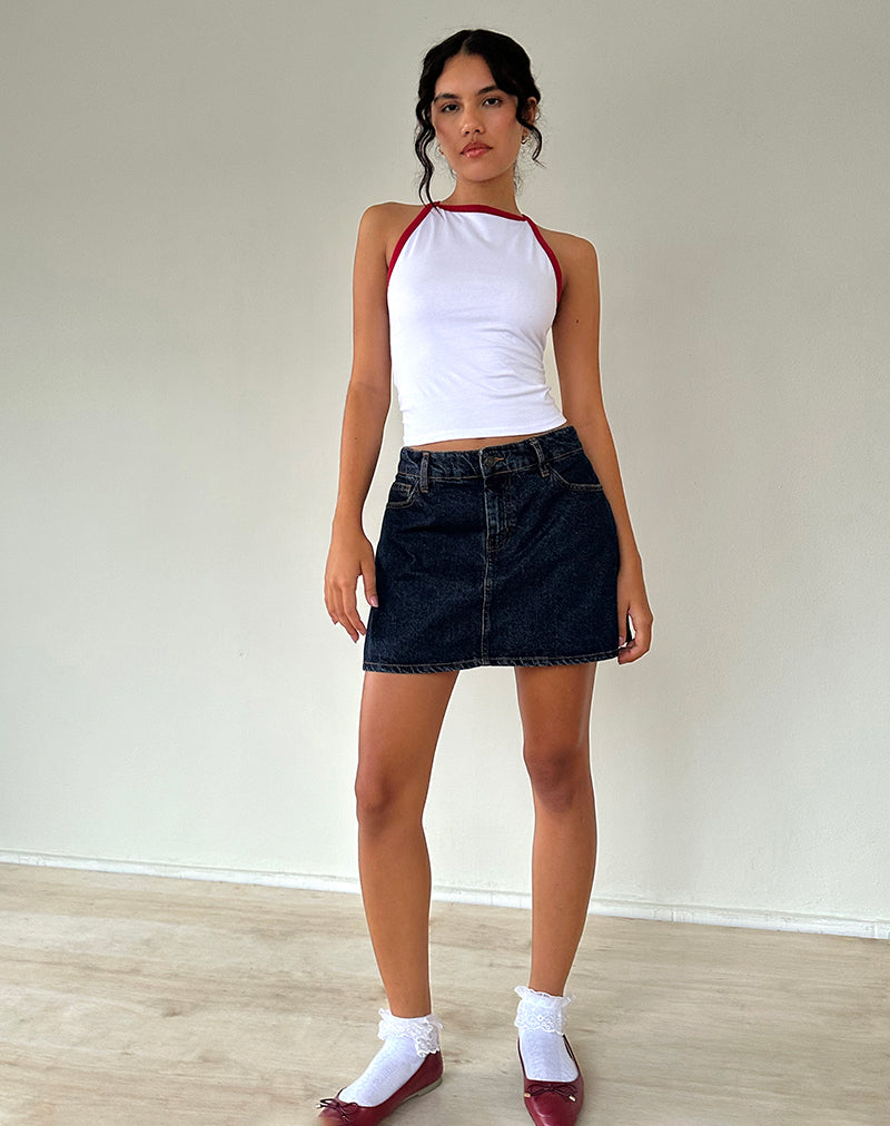 Immagine di Carti Gilet Top in bianco con bordatura rossa