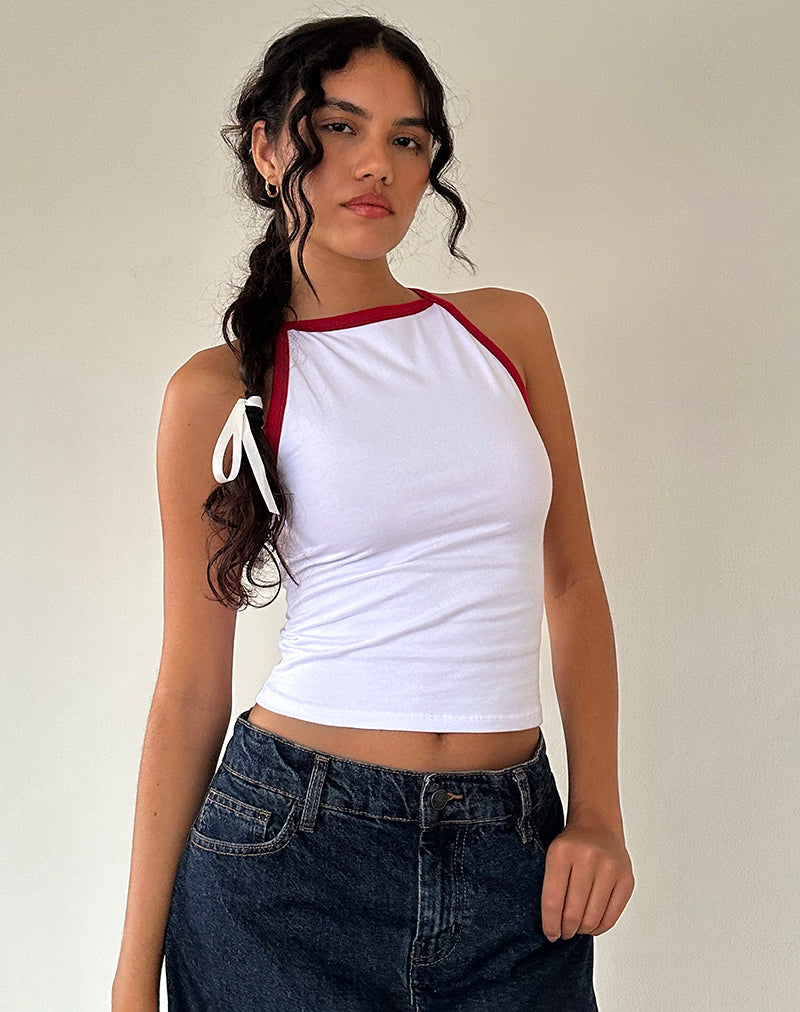 Canotta Carti in bianco con bordatura rossa