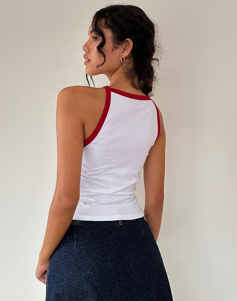 Canotta Carti in bianco con bordatura rossa