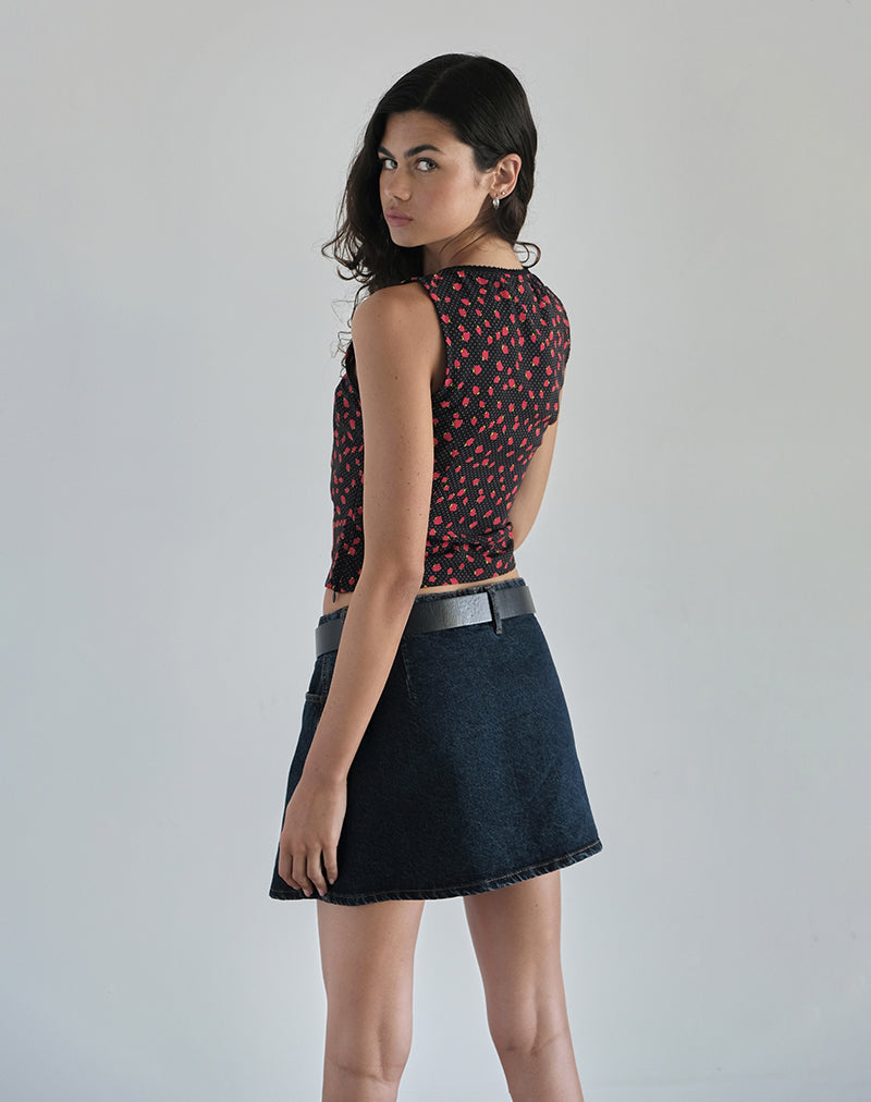 Immagine di Carys Gilet Top in Strawberry Polka Nero