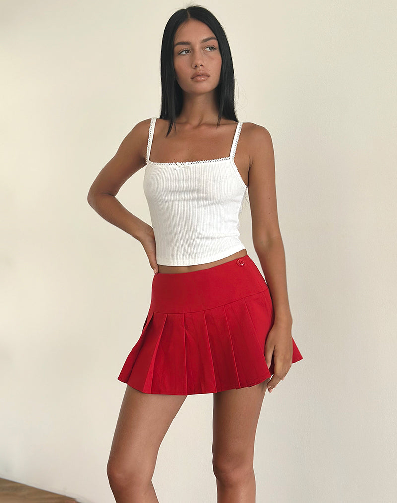 immagine di Casini Mini Skirt in morbido rosso sartoriale