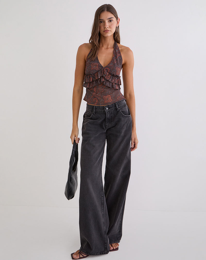 Immagine del top Casoya in chiffon Royal Paisley Burgundy