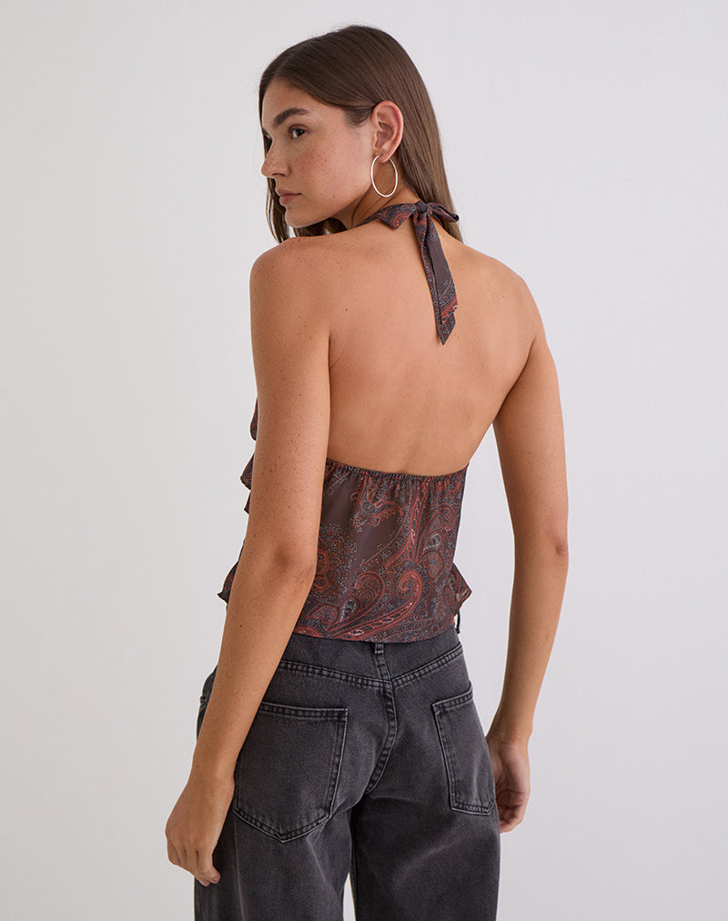 Immagine del top Casoya in chiffon Royal Paisley Burgundy