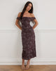 Immagine di Catrin Midi Dress in Doodle Flower Flock Marrone