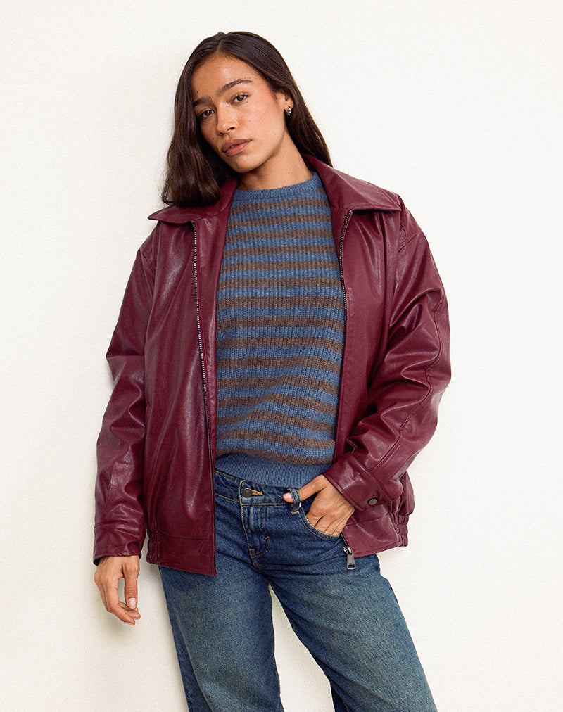 Maglione in maglia Orvala a righe ardesia e marrone