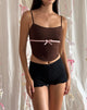 Immagine di Ceisya Top corsetto in cioccolato amaro con fiocco rosa
