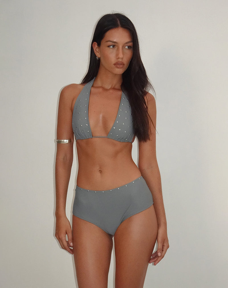 Slip bikini Kairi in carbone con borchie