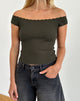 Immagine di Chacha Top in pizzo a coste Olive