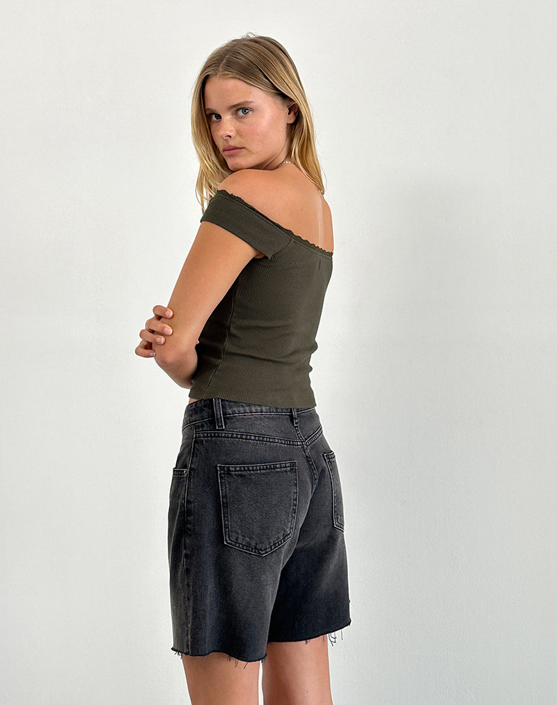 Immagine di Chacha Top in pizzo a coste Olive