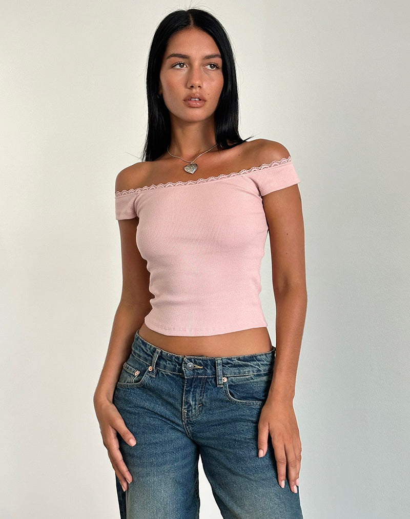 immagine di Chacha Top in pizzo a coste Pink Lady