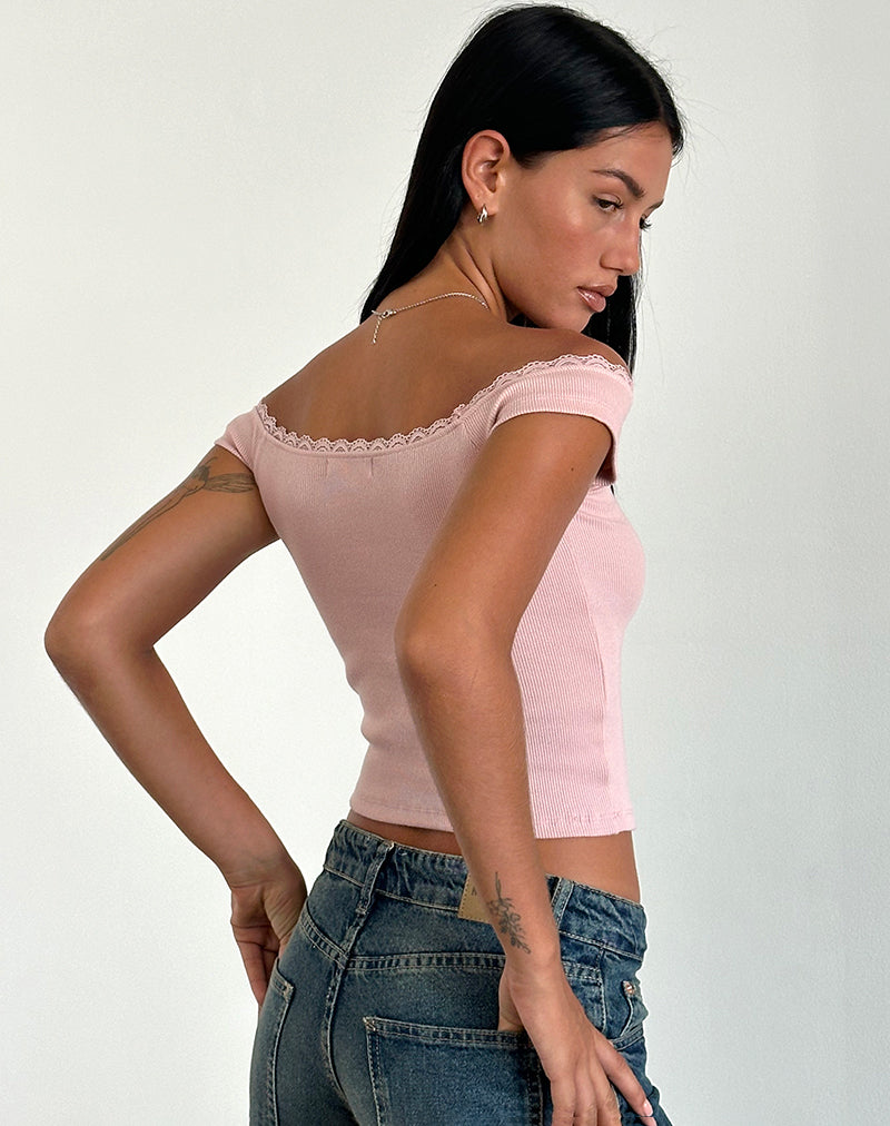 immagine di Chacha Top in pizzo a coste Pink Lady