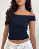 Immagine di Chacha Bardot Top in pizzo a coste Navy