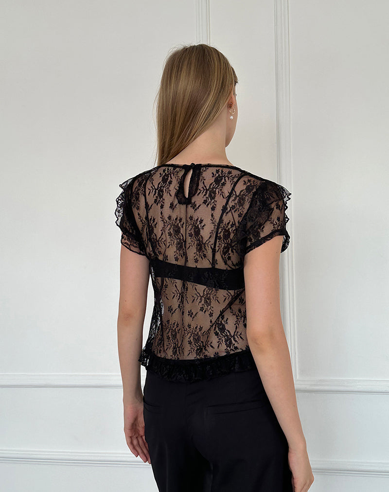 Immagine di Champel Top in pizzo Wild Rose Nero