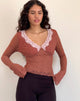 Immagine di Chantal Top in pizzo a maniche lunghe in rosa appassito