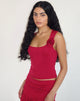 immagine di Charley Rosette Top in Lycra Slinky Rosso
