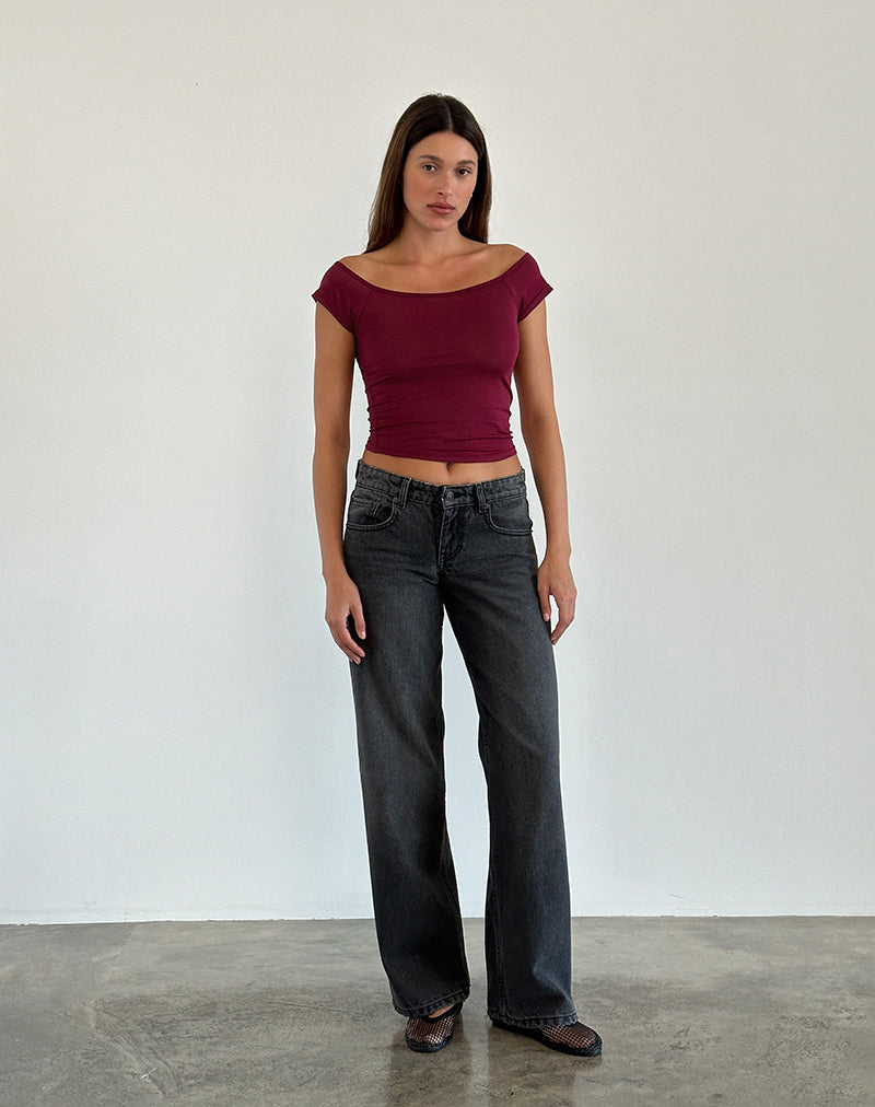 Immagine di Charya Off Shoulder Top in Borgogna