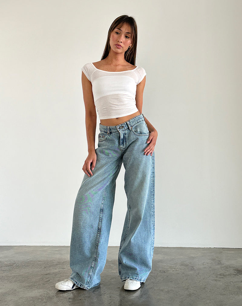 Charya - Top off the shoulder in bianco sporco