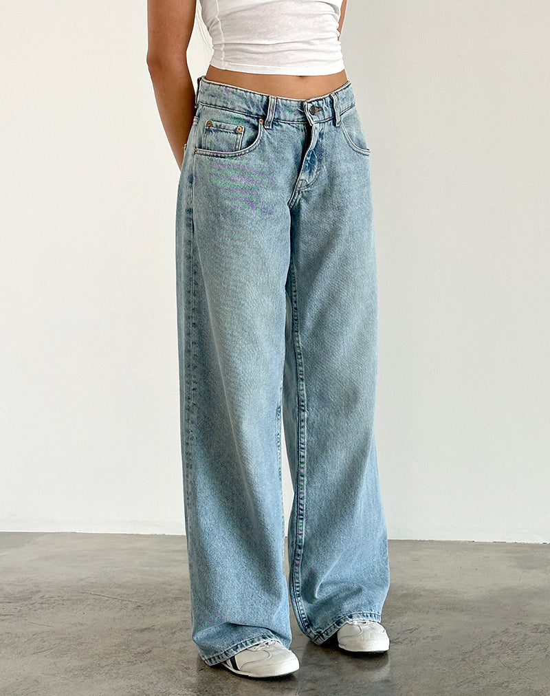Jeans Roomy Extra Wide a vita bassa in blu lavato verde