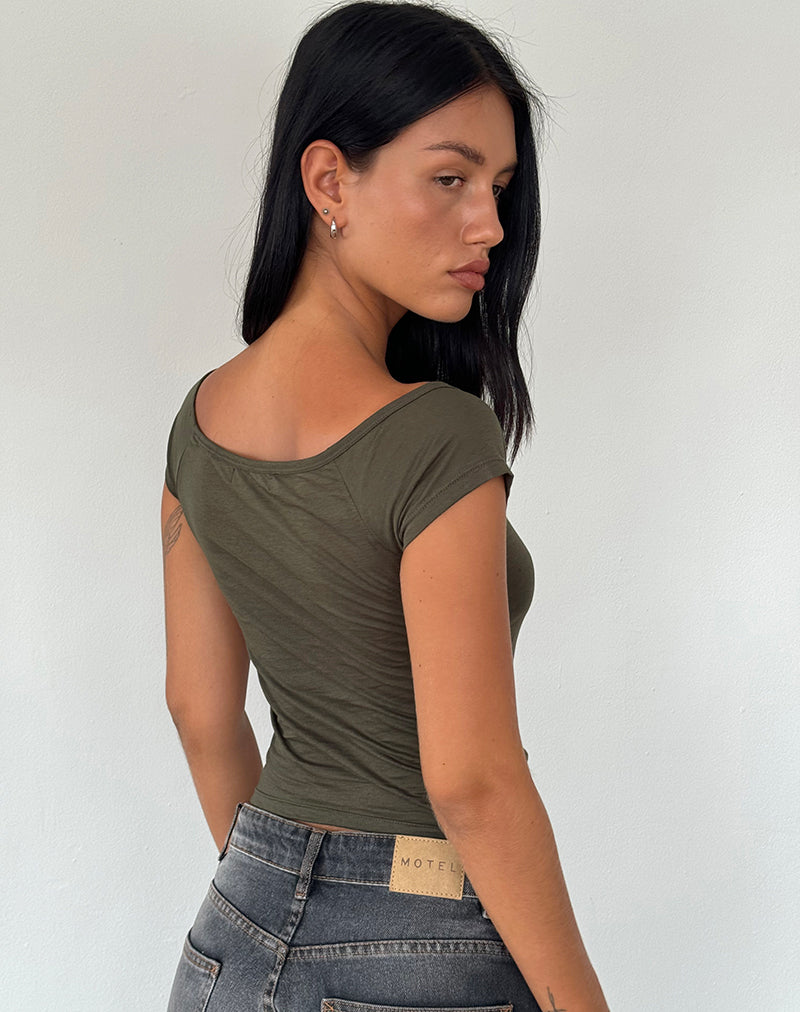 Immagine di Charya Off The Shoulder Top in Olive