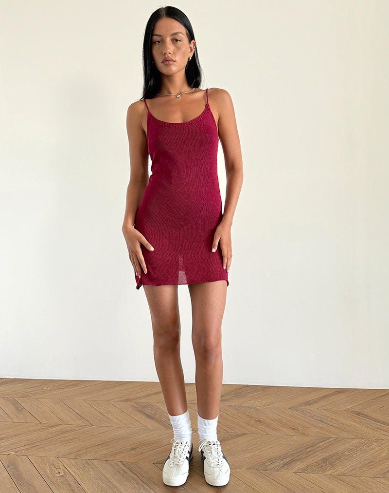 Mini abito Chiara in maglia trasparente rosso