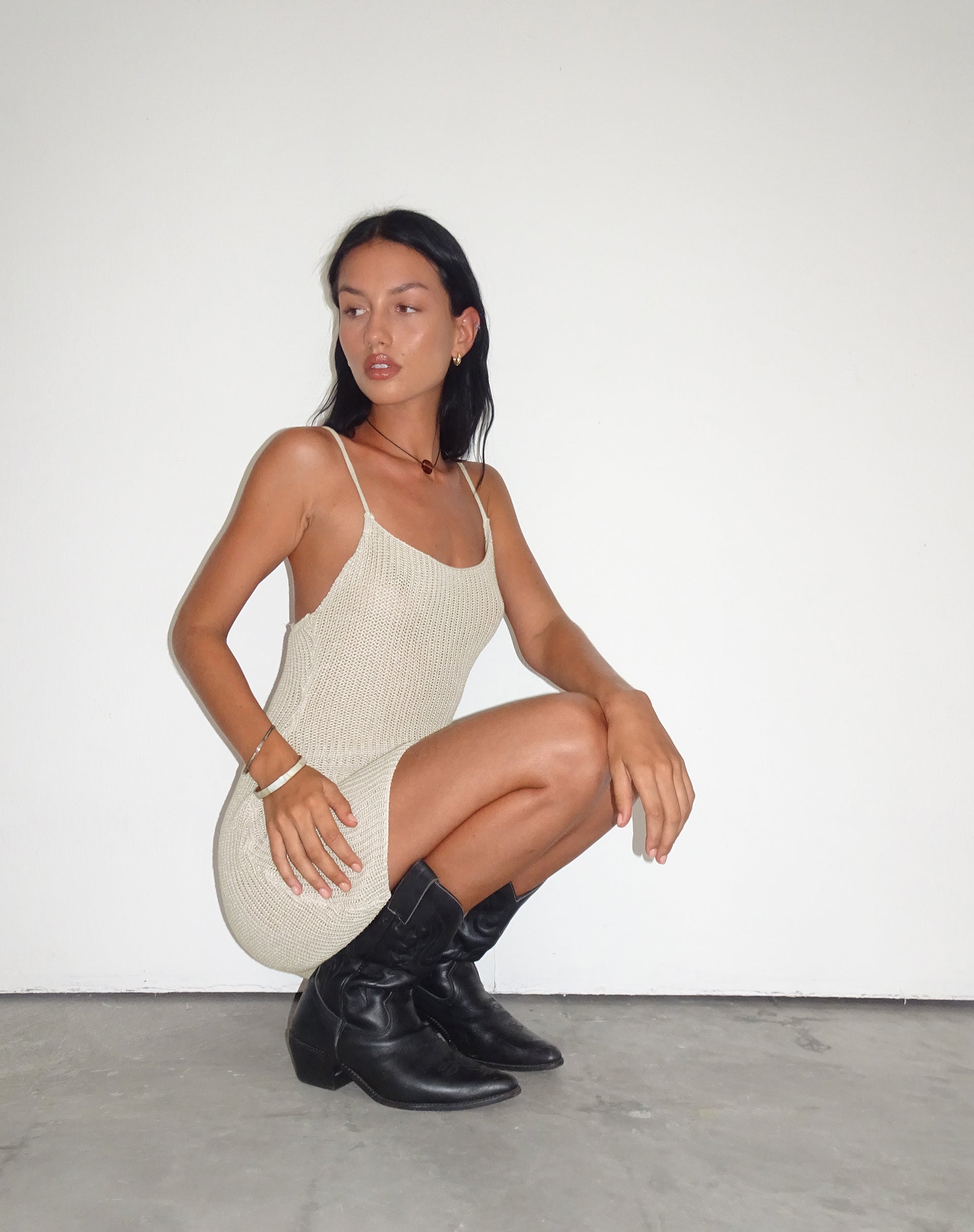 Immagine di Chiara Mini Dress in maglia neutra