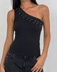 Immagine di Chivago Cross Lace Up Top monospalla in Jersey Nero