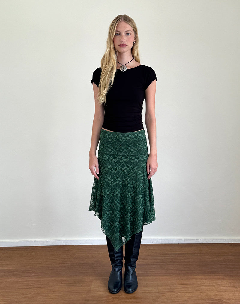 Immagine di Cinta Midi Skirt in pizzo rosa canina salvia