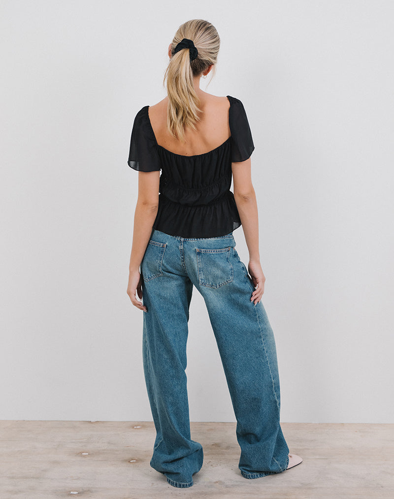 Immagine di Cintan Tie Front Top in nero