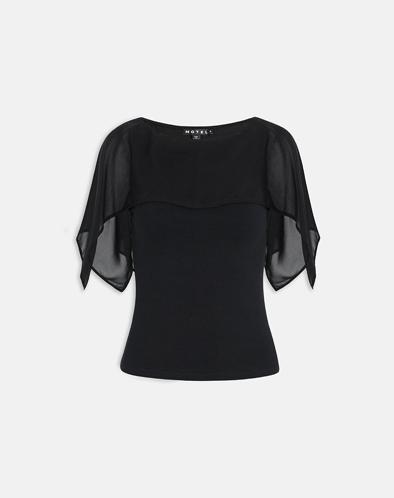 Immagine di Cirata Top in Rayon Jersey Chiffon Nero