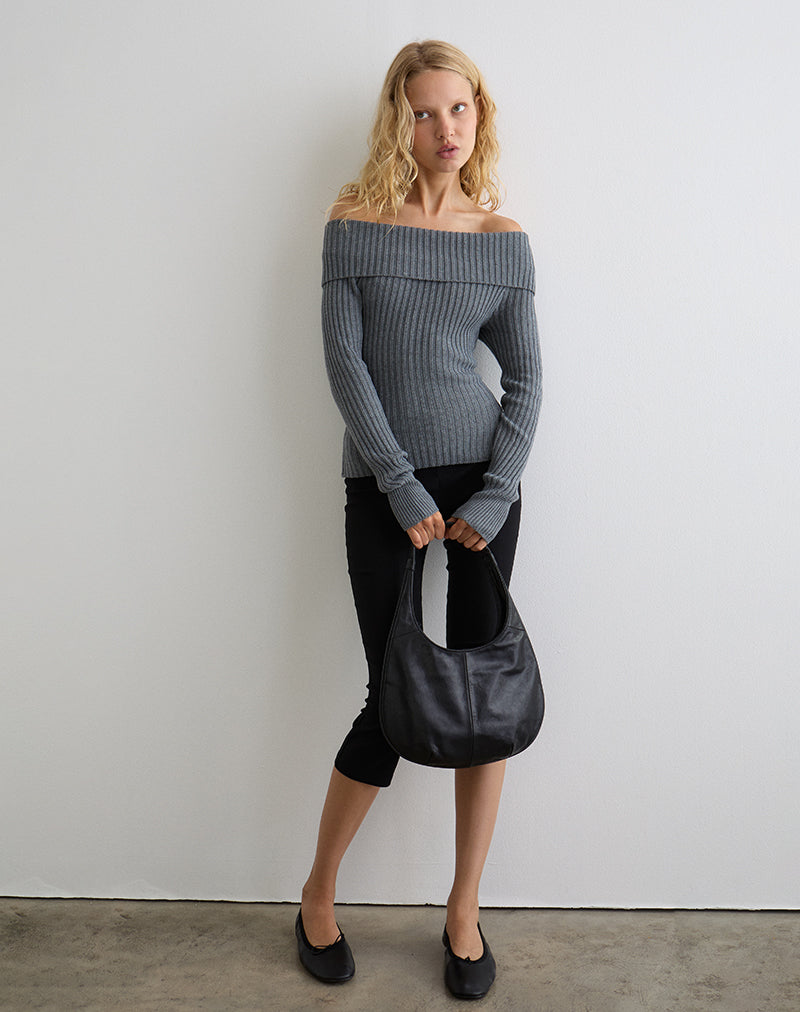 Circe - Top Bardot in maglia grigio