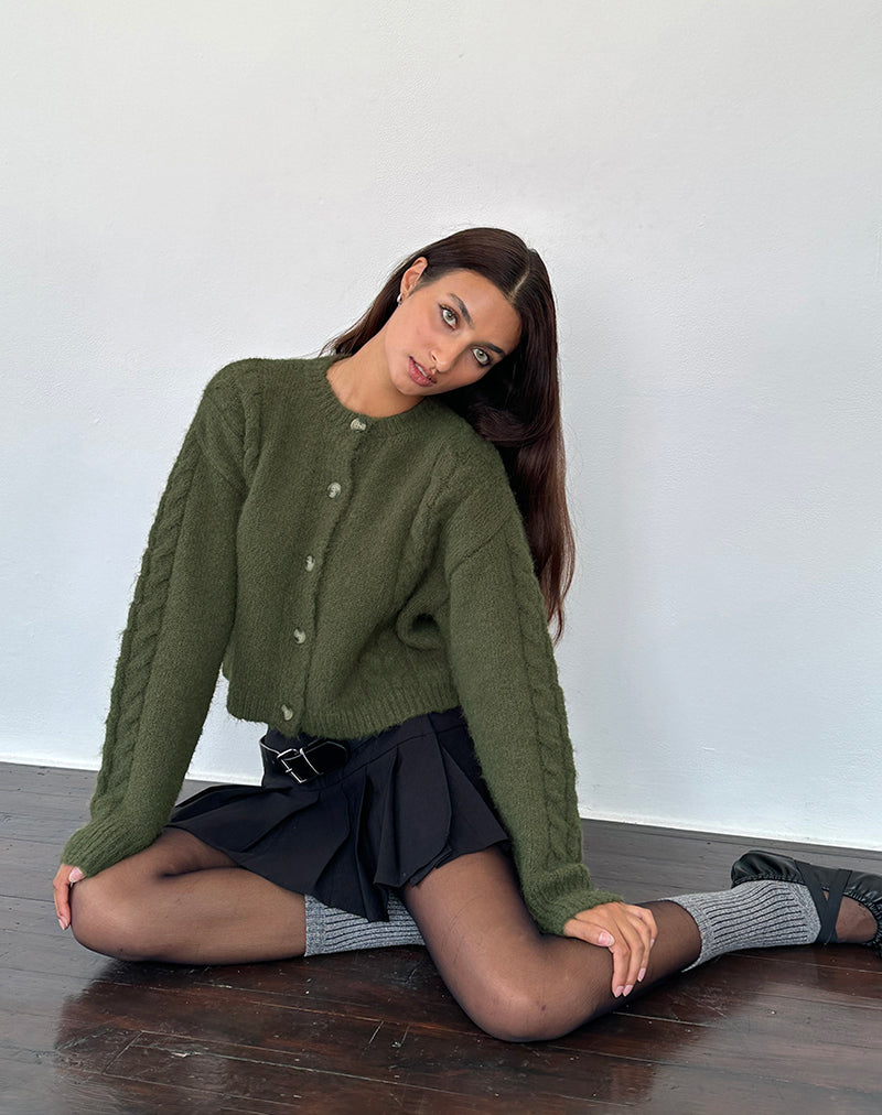 Claire - Cardigan in maglia verde bosco