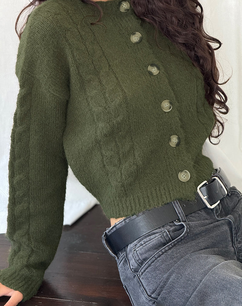 Immagine di Claire Knit Cardigan in verde bosco