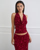 Immagine di Clandy Cowl Top in maglia floccata Flower Cherry