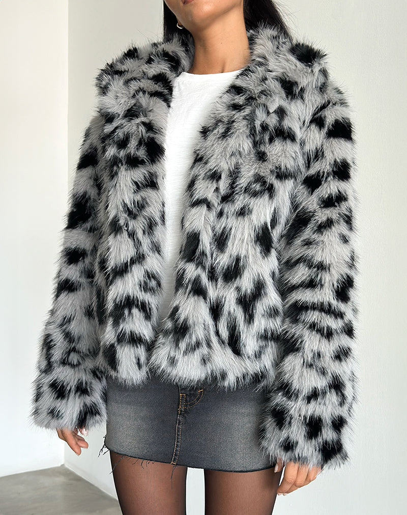 Immagine di Joji - Giacca di pelliccia sintetica in grigio leopardo