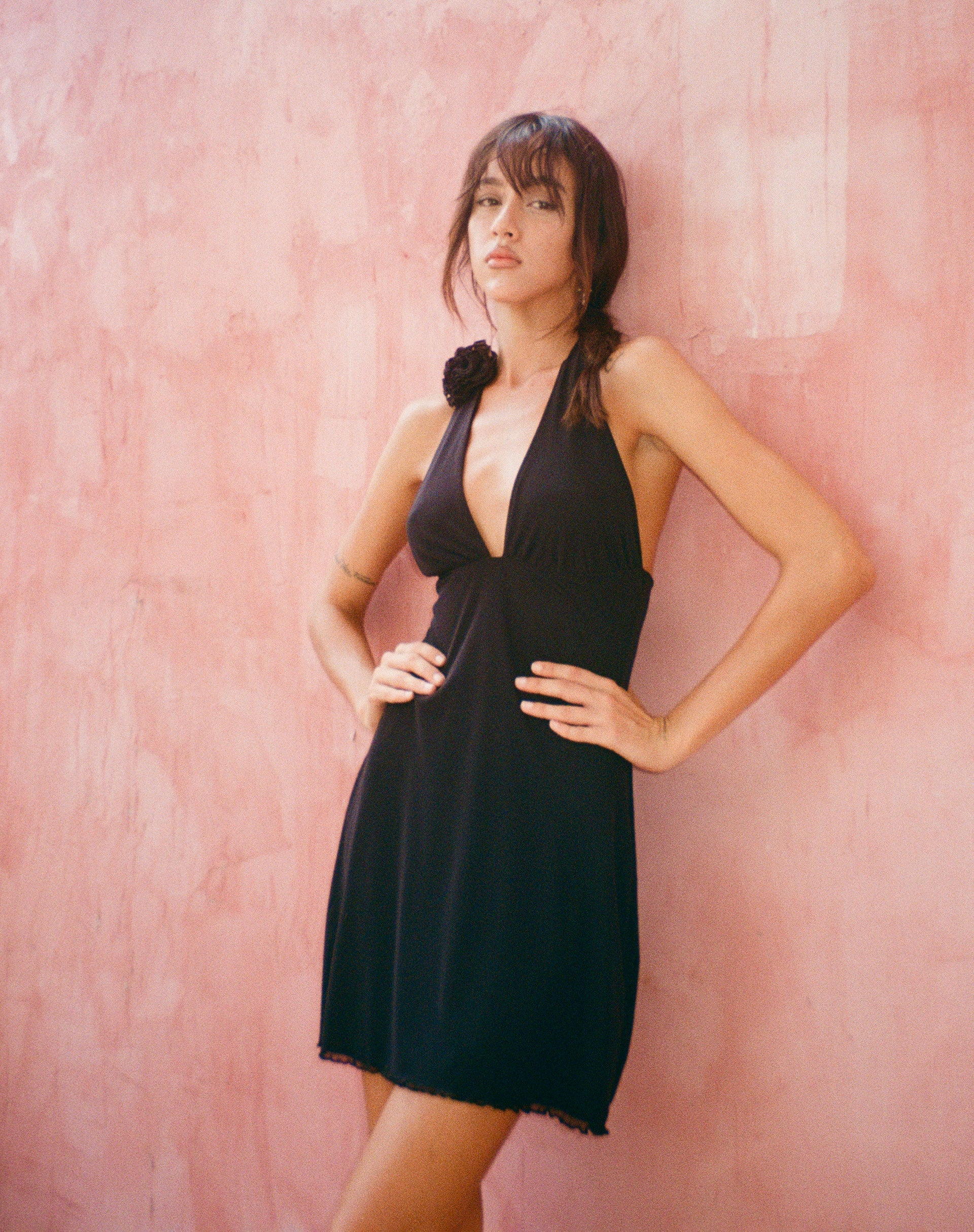 Immagine di Codaline Mini Dress con dettaglio rosetta in nero