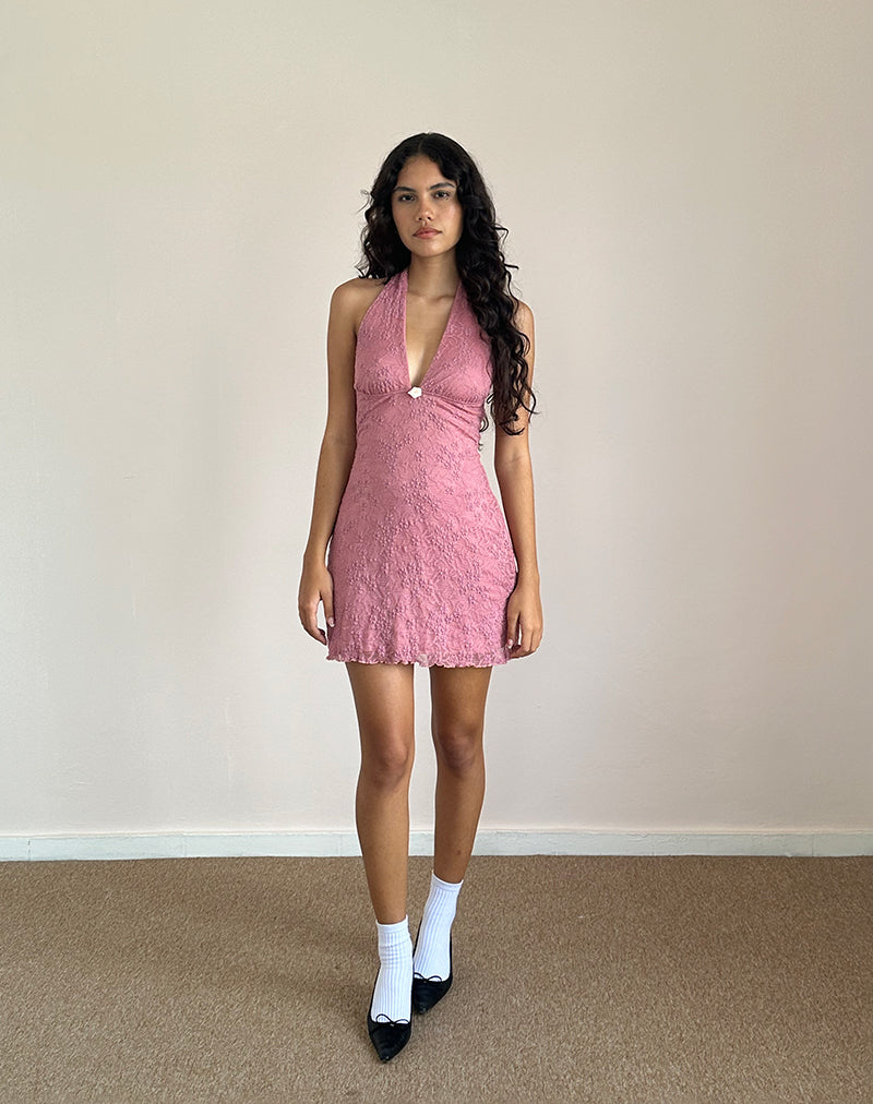 Immagine di Codami Mini abito in pizzo con scollo a mezzaluna Dusty Rose