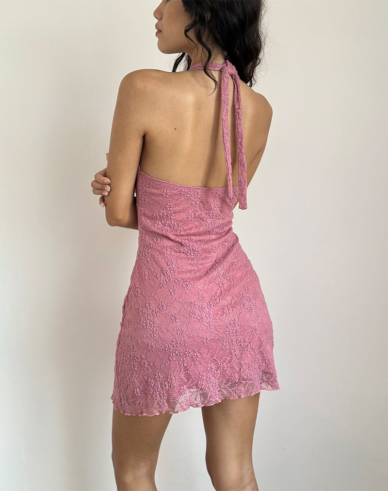 Immagine di Codami Mini abito in pizzo con scollo a mezzaluna Dusty Rose