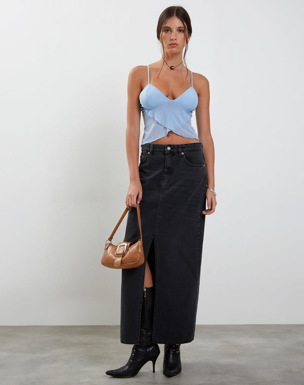 Top a farfalla in rete Cojira in blu baby