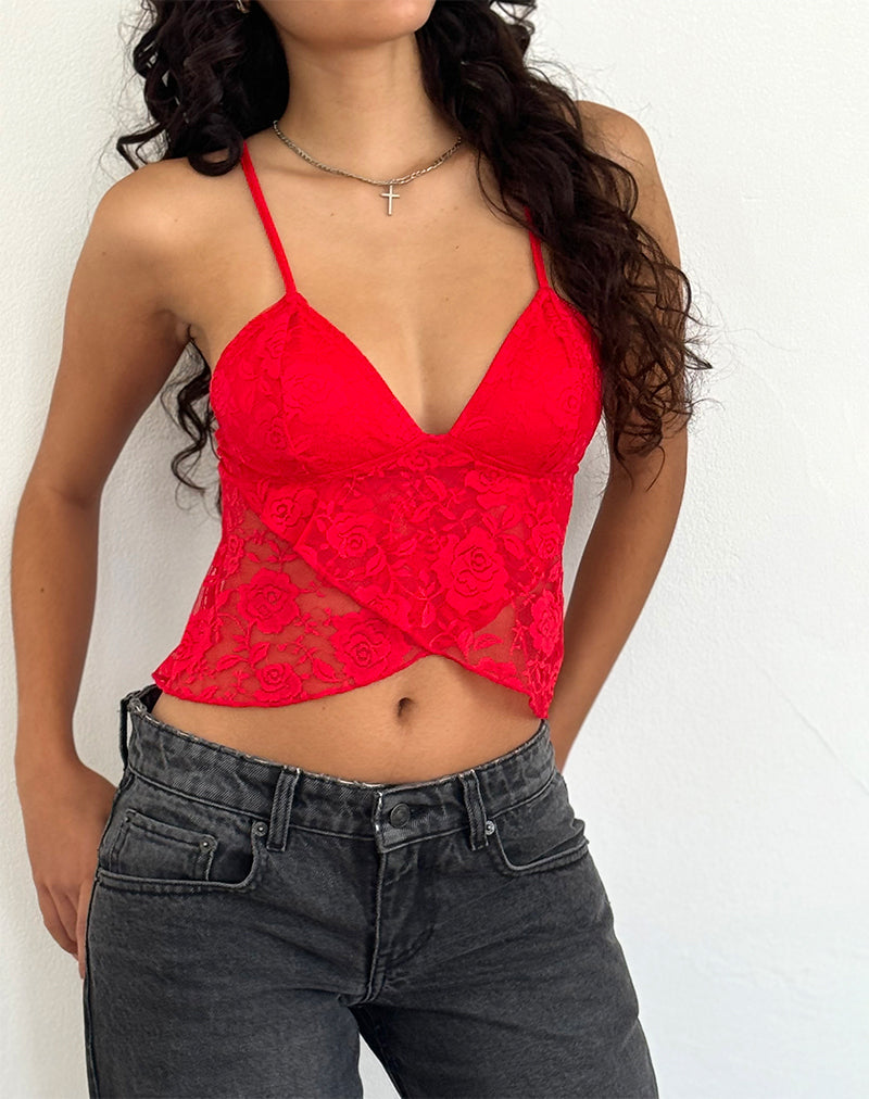 Immagine di Cojira Lace Butterfly Top in Big Rose Red