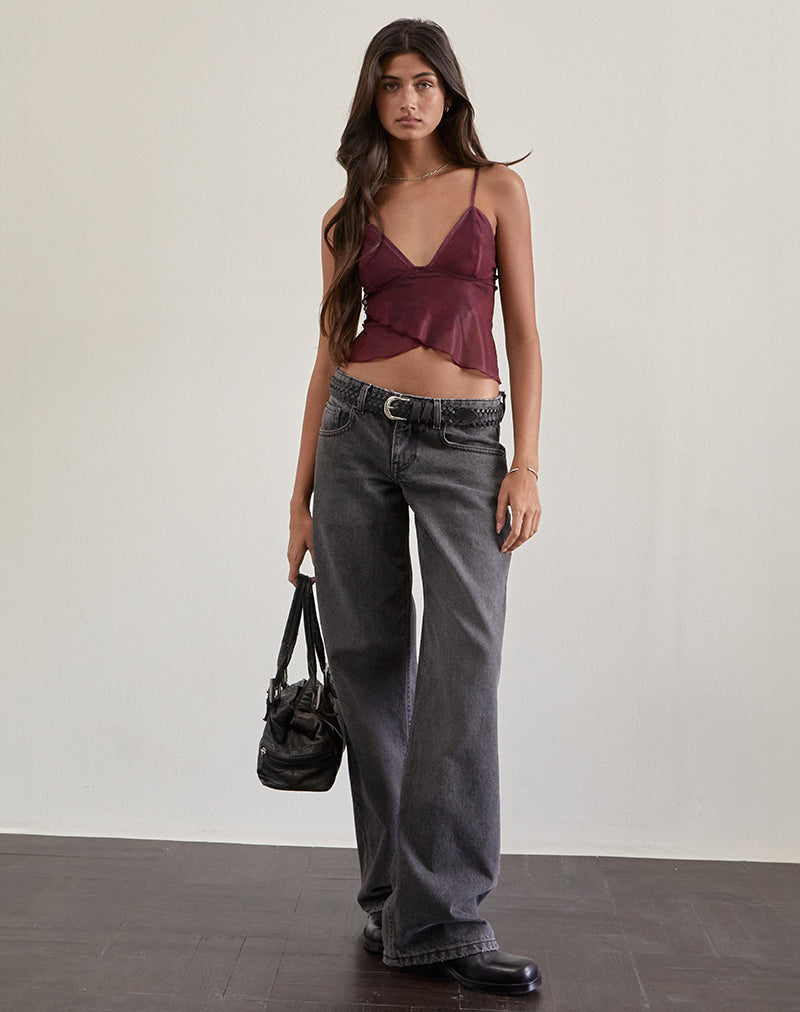 Top a farfalla in rete Cojira in paisley tonale bordeaux