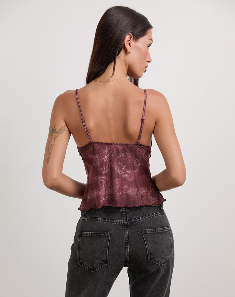 Immagine di Cojira Top in Mesh Tonal Paisley Plum