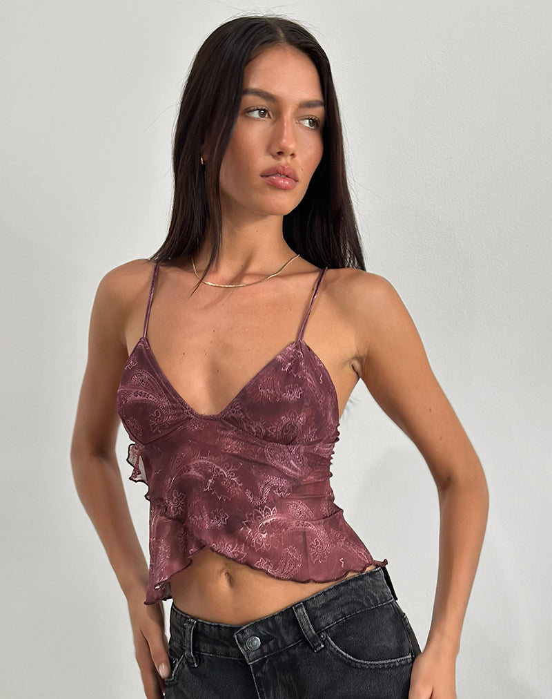Immagine di Cojira Top in Mesh Tonal Paisley Plum