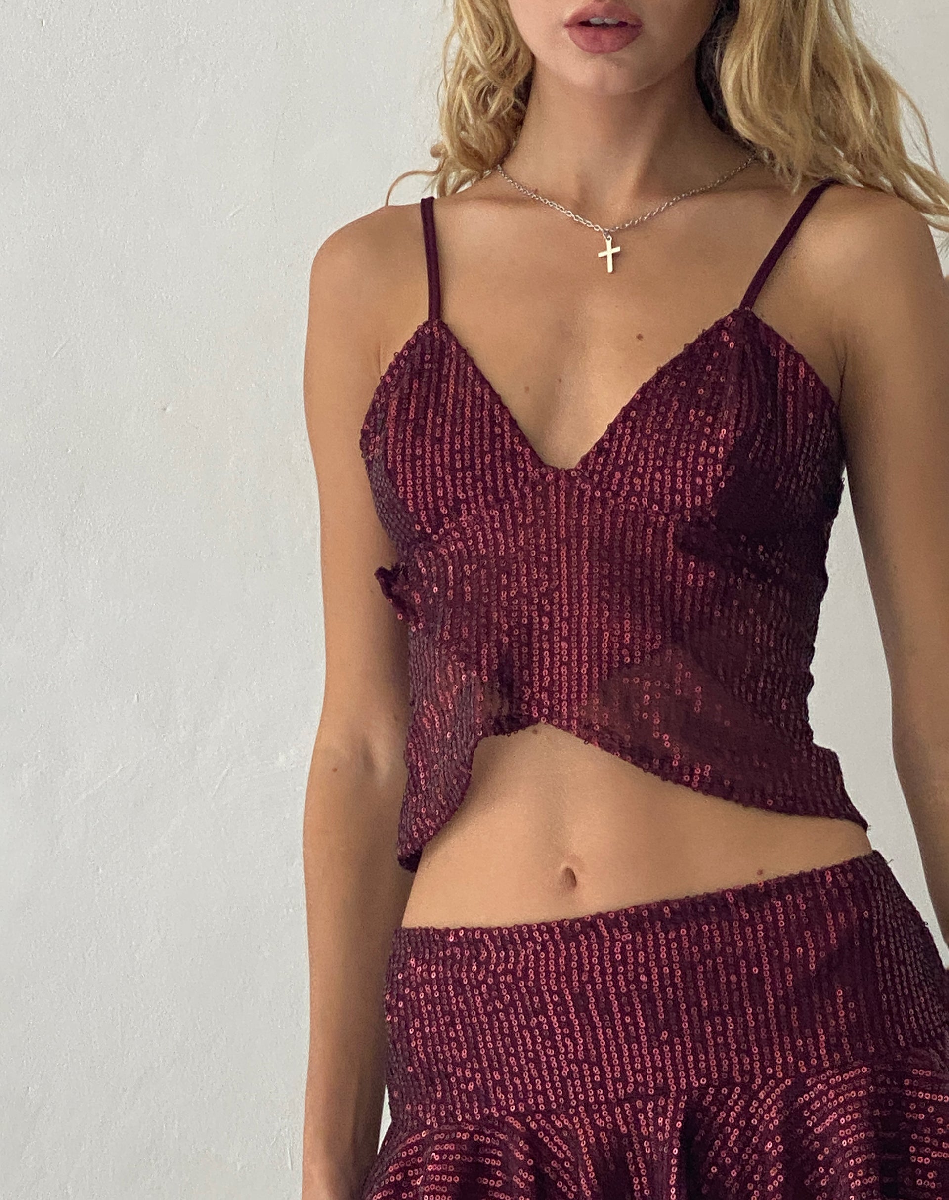 Immagine di Cojira Butterfly Top in paillettes Borgogna