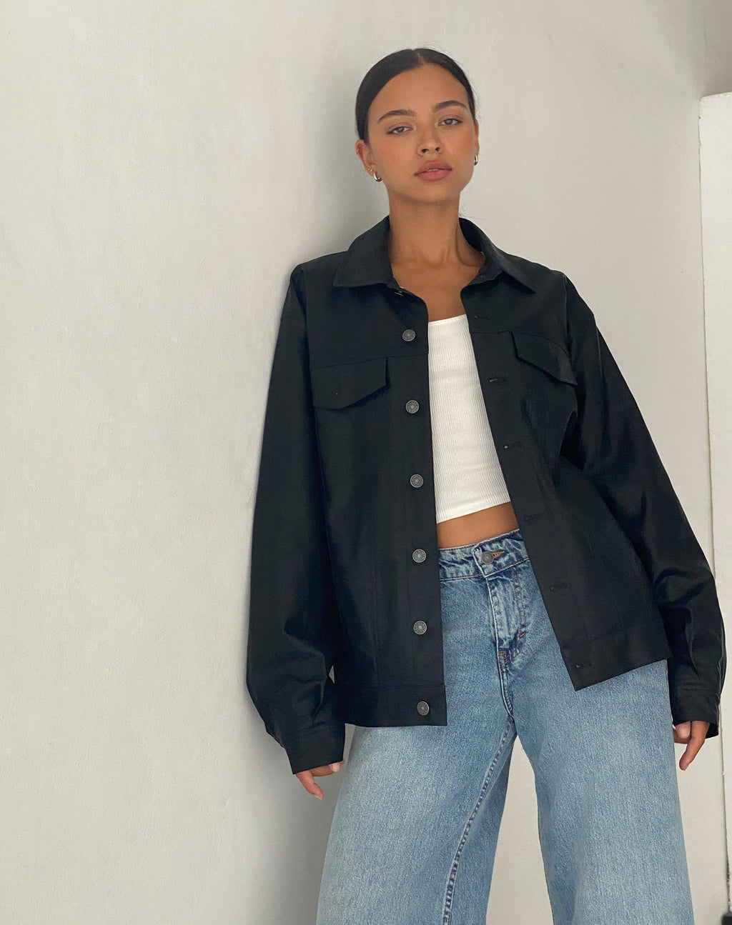 Giacca Colleen oversize in PU nero
