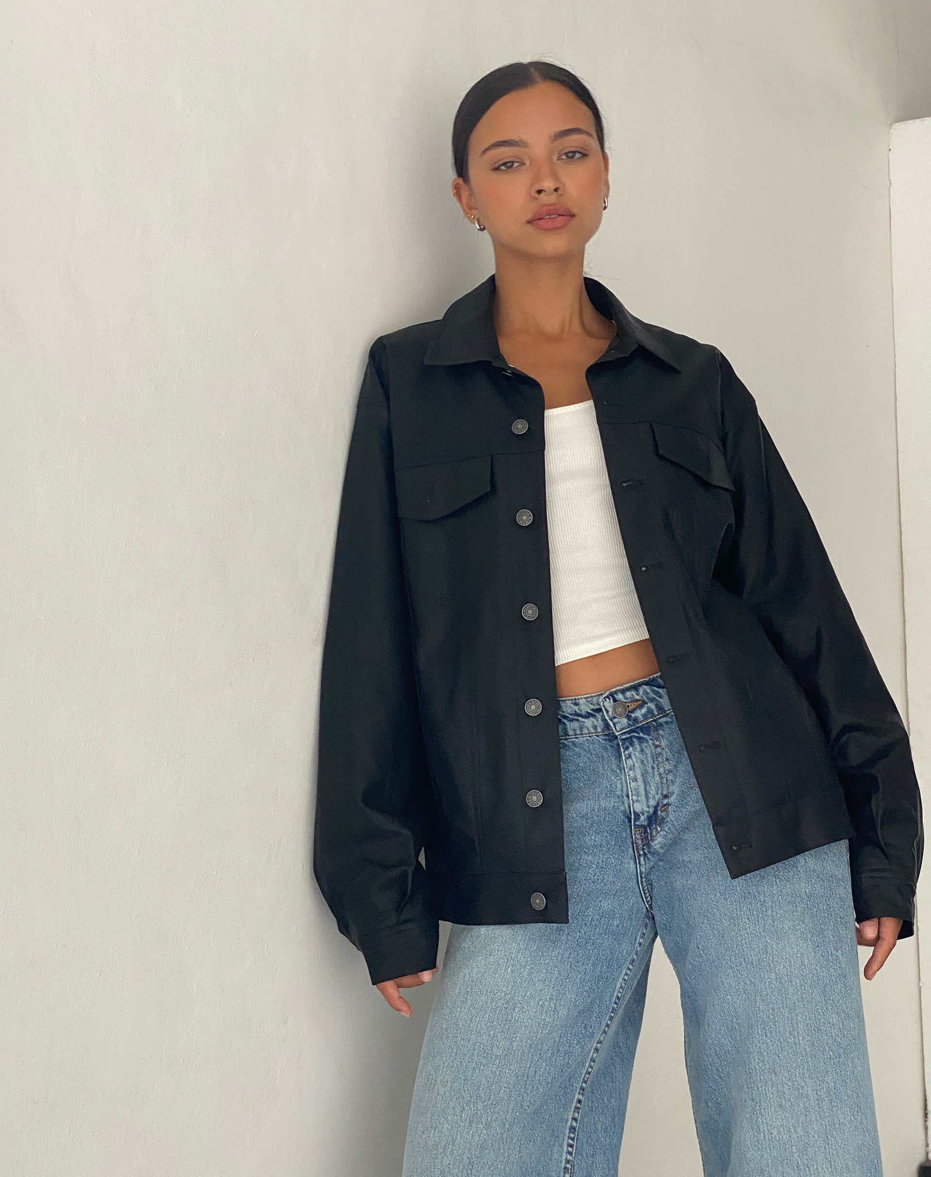 Immagine di Colleen Giacca Moto Oversize in PU Nero