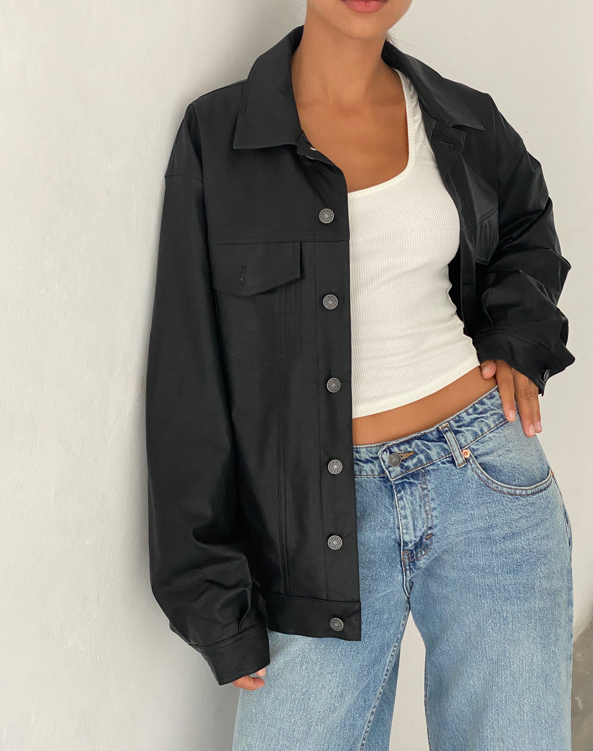 Immagine di Colleen Giacca Moto Oversize in PU Nero