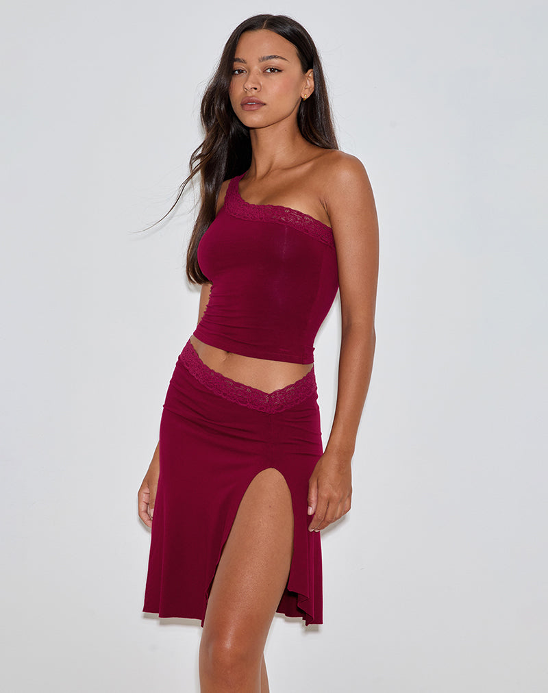 Immagine di Laudine Midi Skirt in Borgogna