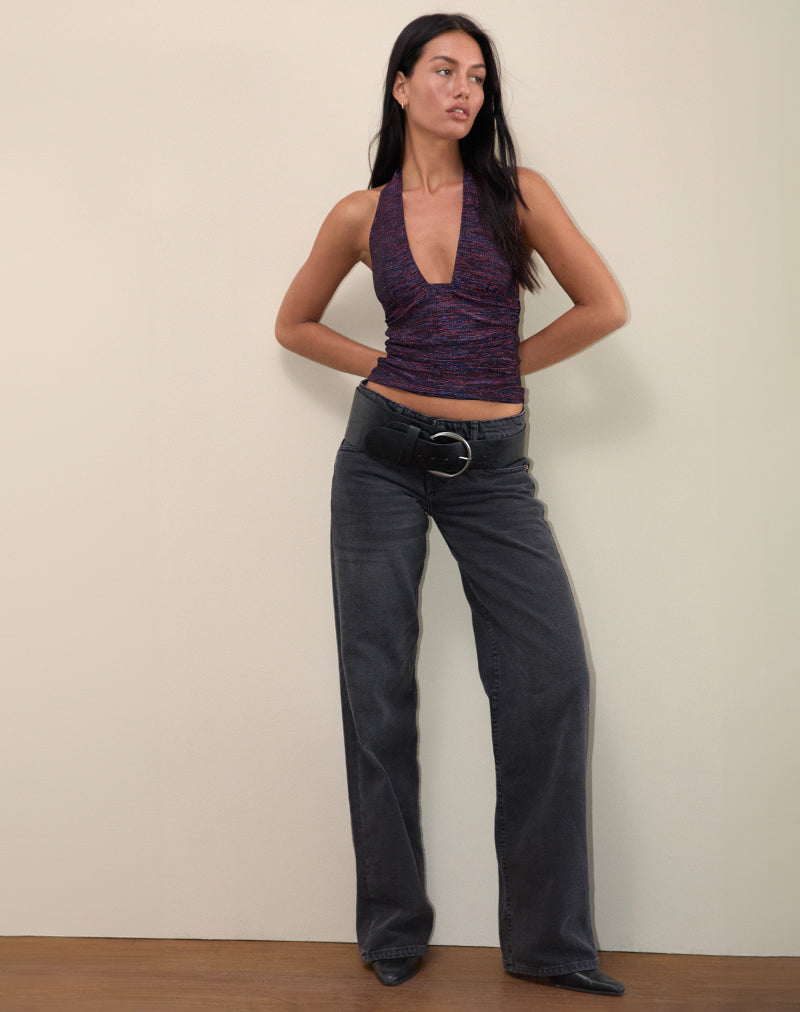 Top Cosimo con scollo ad aletta in multicolore